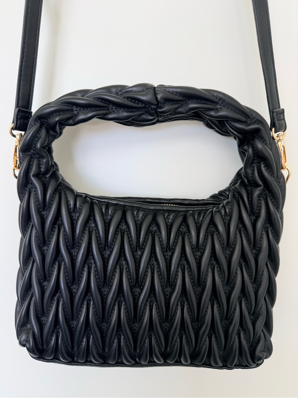 Black Vegan Leather Crossbody Bag - Women's Shoulder Handbag 10 x 11 h x 3.
